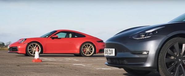 photo of Can a Tesla Model 3 Beat a New Porsche 911 Carrera S in a Drag Race? image