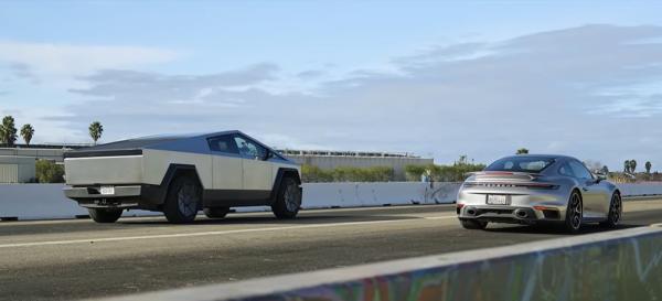 Drag Race: Porsche 911 Turbo S vs. Tesla Cybertruck Cyberbeast