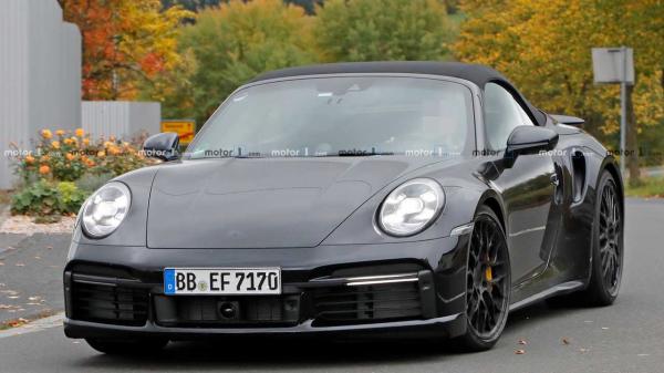 photo of New Porsche 911 Turbo Convertible Caught Nearly Naked image