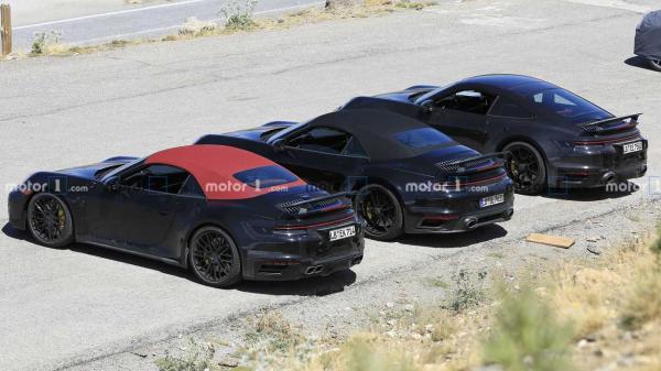 photo of New Porsche 911 Turbo Trio Spied Including Non-S Cabrio image