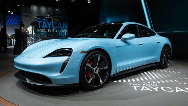 photo of Porsche Taycan 4S Show Up In LA, Shows Off Its Striking Blue Paint image